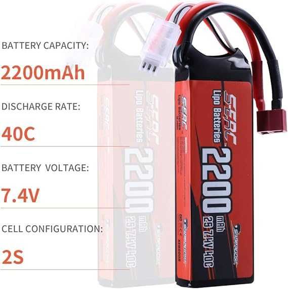 SUNPADOW 7.4V 2S Lipo батерия 40C 2200mAh  за RC превозни средства