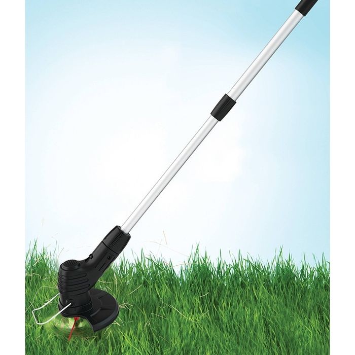 Електрически градински тример, преносим, телескопичен, безжичен, черен