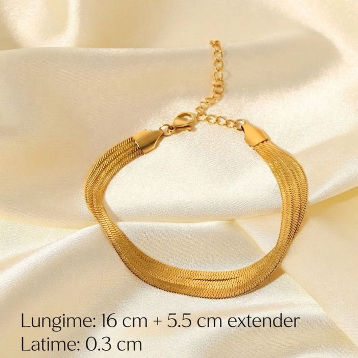 Bratara Premium Placata Aur 18K - Snake Triplu, Set Cadou