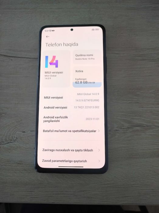 Redmi not 10 pro 8/256 narx kelishiladi
