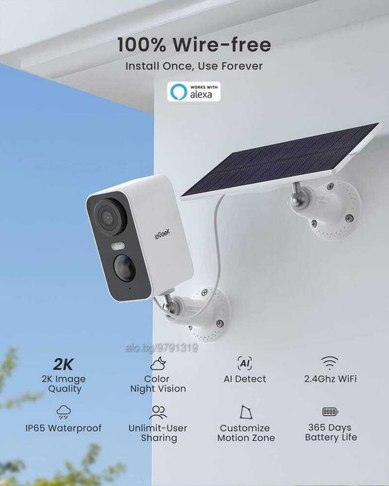 Въшна камера със соларен панел ieGeek ZS-GX3S 3MP НОВА ЧЕРНА