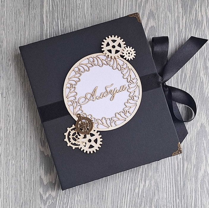 Мини албум "Пътешествия" в черно, ръчна изработка /11.2