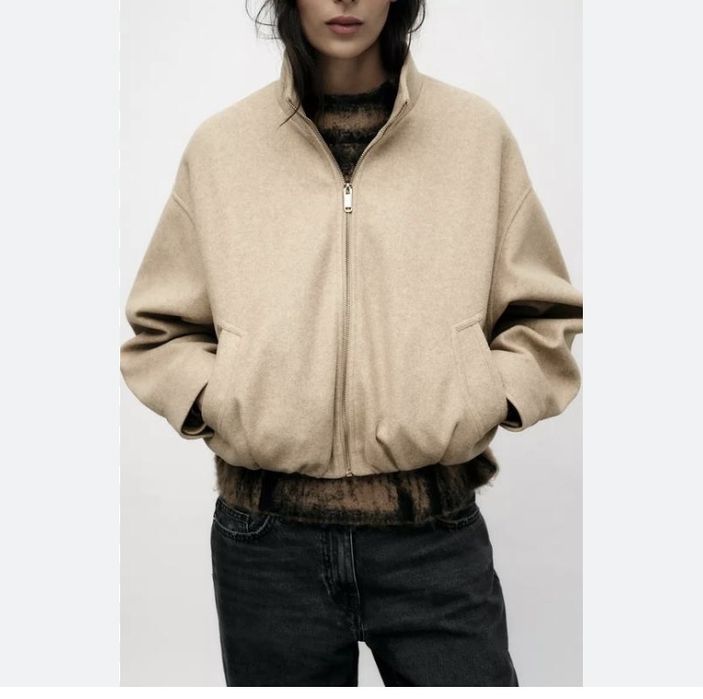 Zara зара бежово яке бомбер