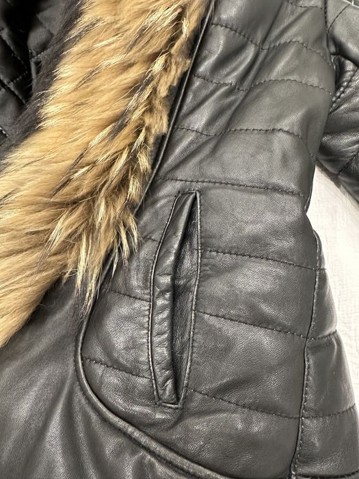 Кожено яке с естествен косъм от лисица