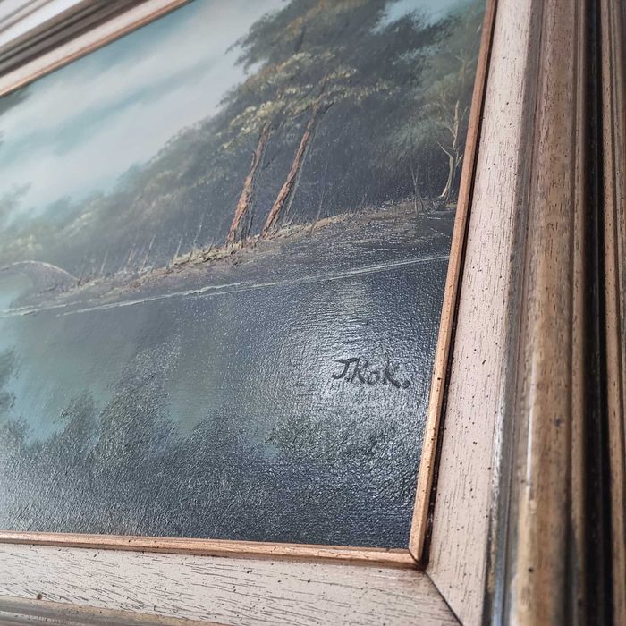 Голема маслена пейзажна картина с дървена рамка 110x80cm