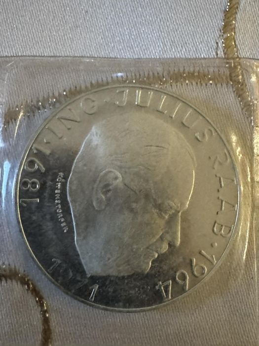 Monedă Argint 50 Șilingi Austria 1971 - Julius Raab