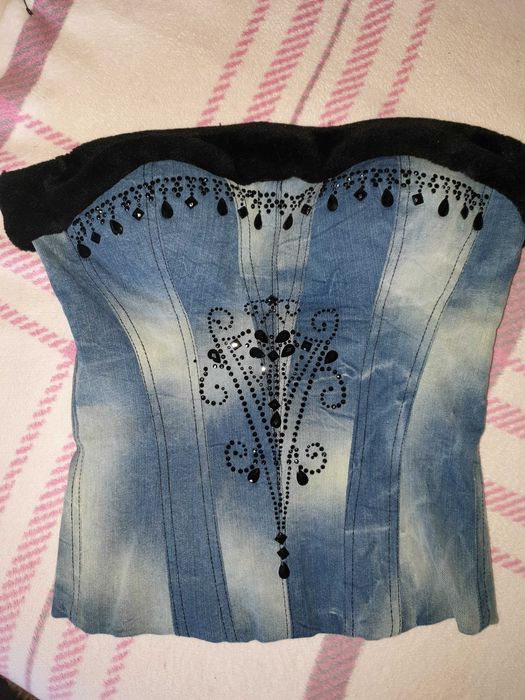 Vând corset MEXTON din blug, superb cu cristale negre, mar. 36