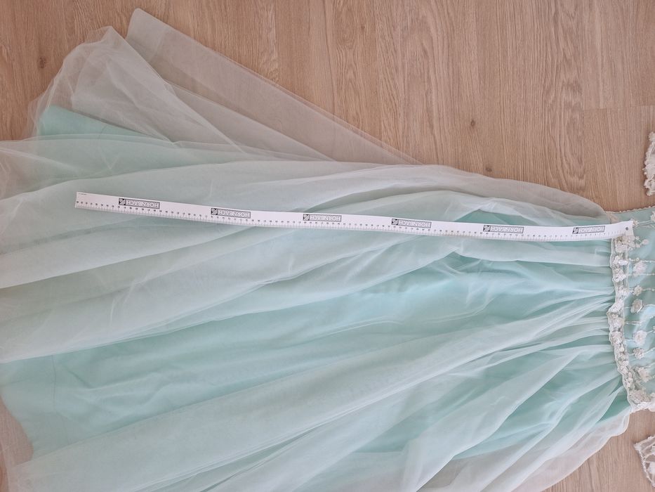 Rochie verde Rochie- Atelier Iness Couture, verde menta cu alb, M-L