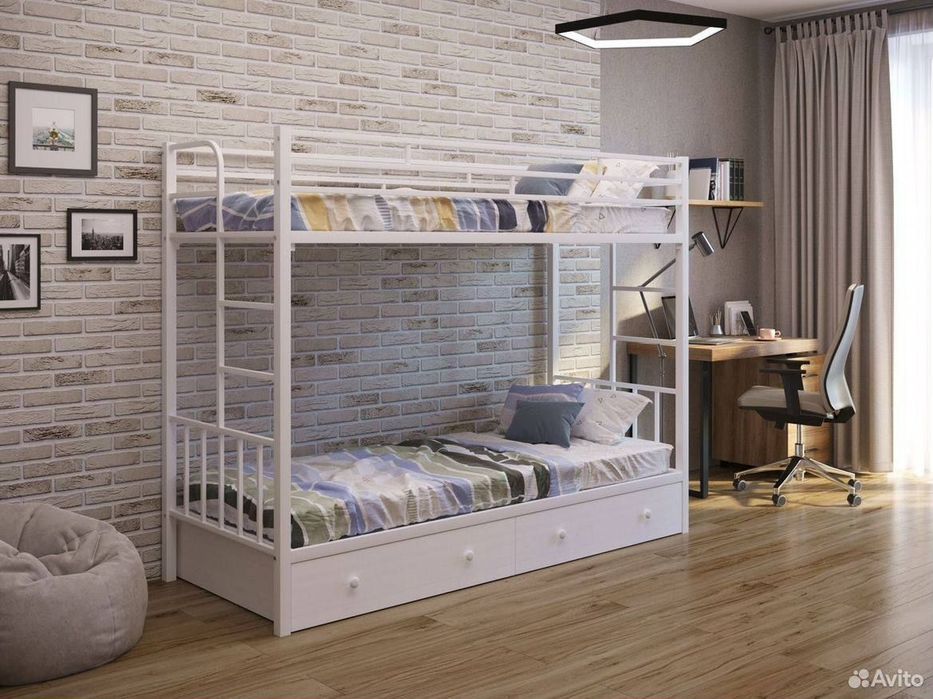 Двухъярусная кровать Loft krovat темир крават metal kalavat