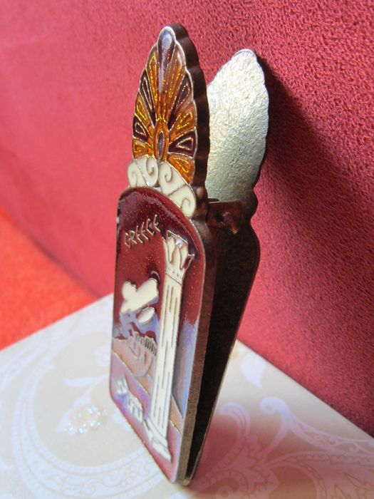 cadou rar clema Coli hartie Bufnita stil Cloisonne Grecia 1970