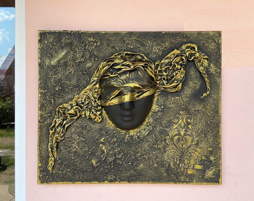 Tablou decorativ, MASCA 3D, unicat, handmade, 50x60cm