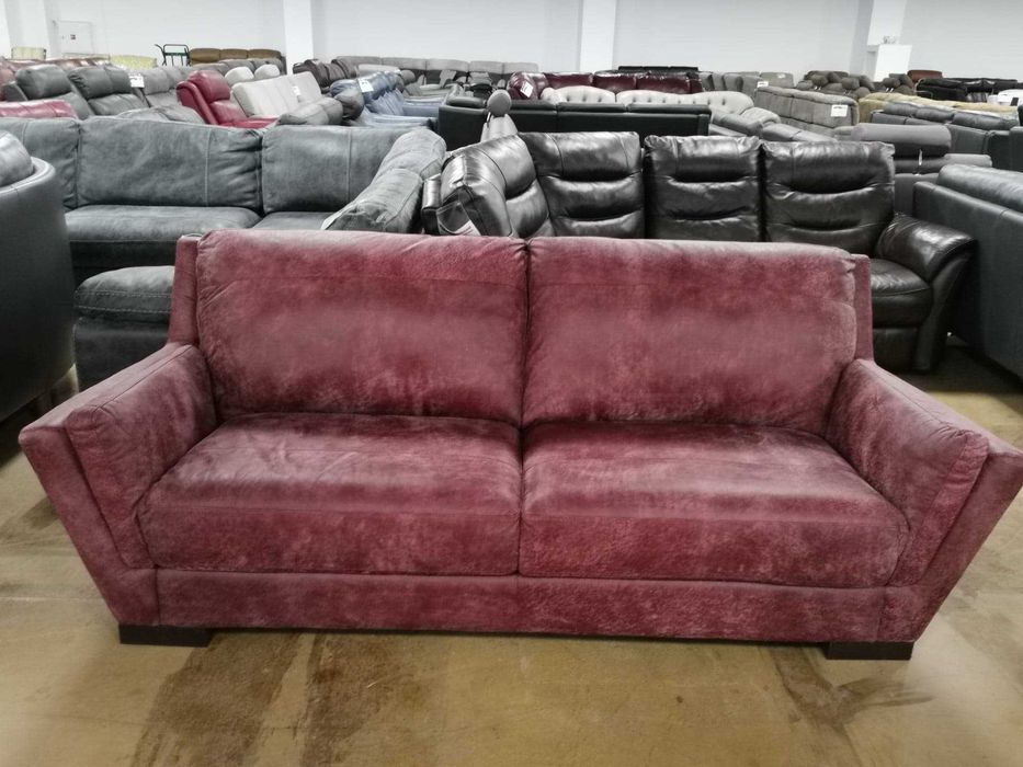 Червен кожен диван тройка - 100 % ест. кожа телешки бокс