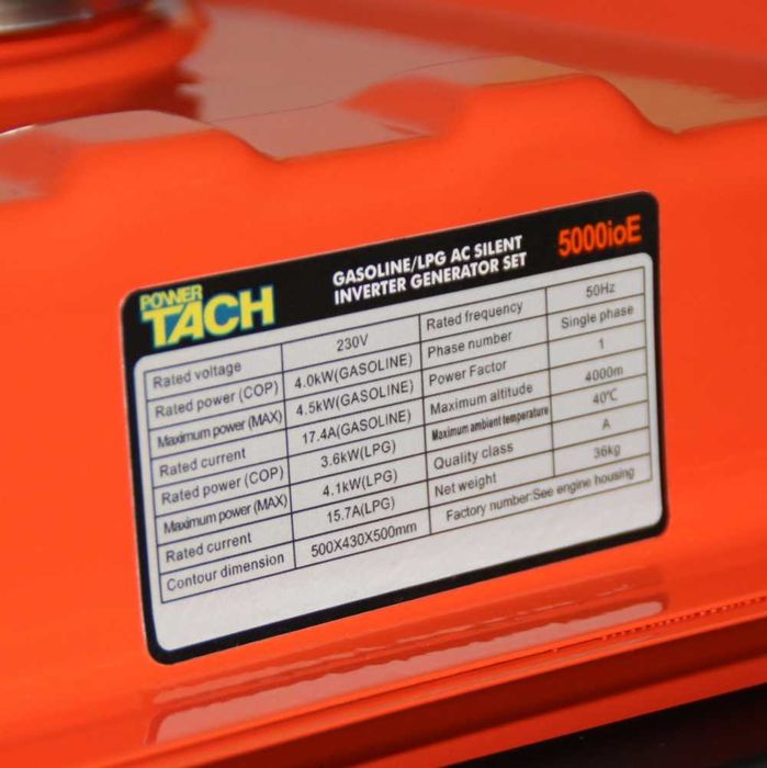 Инверторен Генератор за ток бензин/газ Power Tach 4.5 kW модел 5000ioE