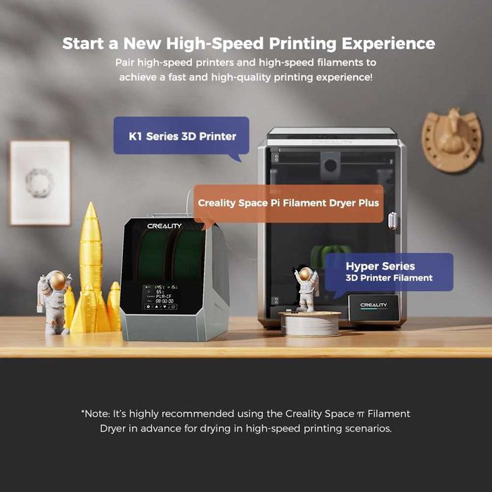 Uscator filament 3D, Creality Space Pi Plus, capacitate 2 role x 1 kg