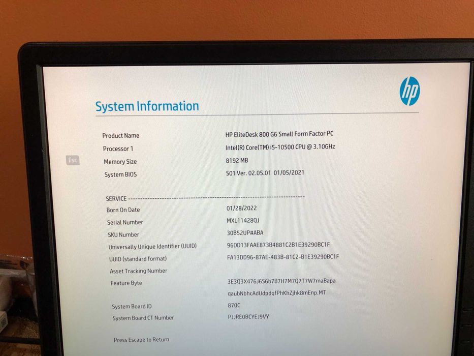 HP EliteDesk 800 G6-SFF-(Slim), Core i5-10500 vPRO, 3.1GHz, 8GB RAM DDR4, NO HARD DRIVE-НОВ