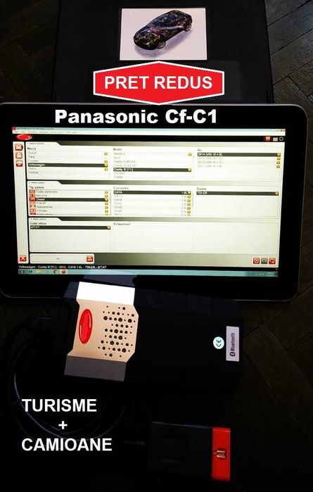 Pret redus ! Diagnoza auto multimarca pentru Itp/Service clasa 2+3 + Laptop militar Panasonic antisoc, limba romana, totul instalat turisme/camioane
