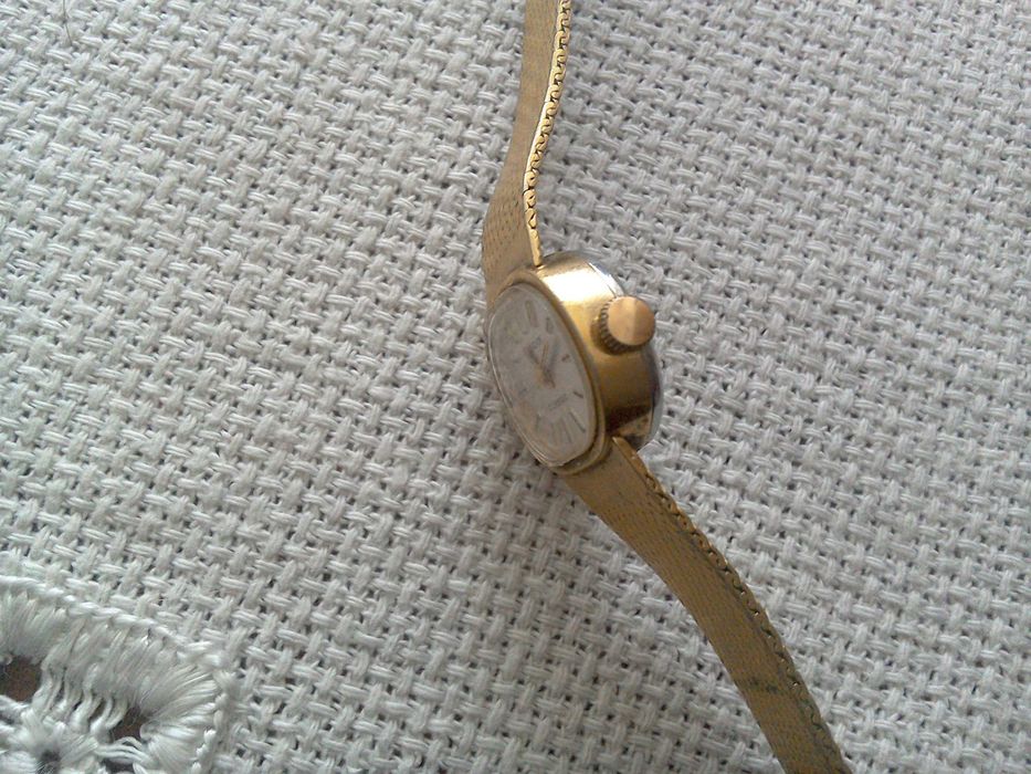 Ceas Dugena mecanic, elvețian, dama,curea carcasă placate aur