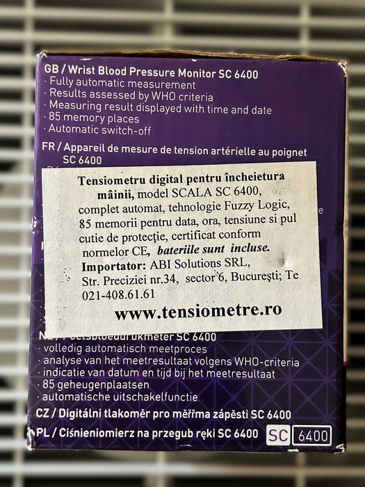 Tensiometru digital Scala SC6400 pentru incheietura mainii