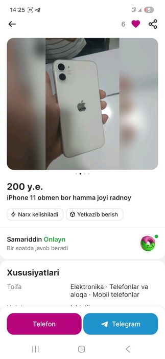 Iphone 11 83% hamma joyi radnoy
