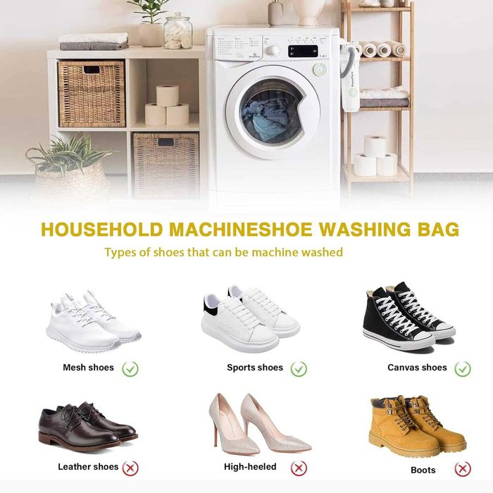 Плюшена чанта за пране на обувки в пералня. Жълта с цип.