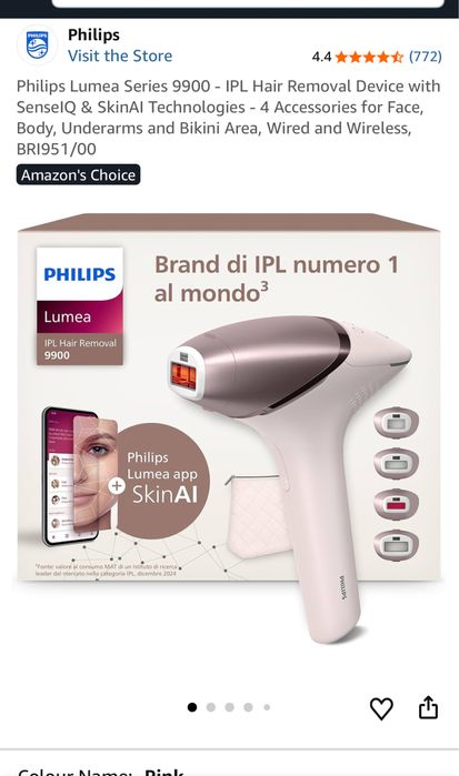 Philips Lumea IPL Hair Removal 9900 4 capete, Skin AI, 2025, Sigilat, transport inclus
