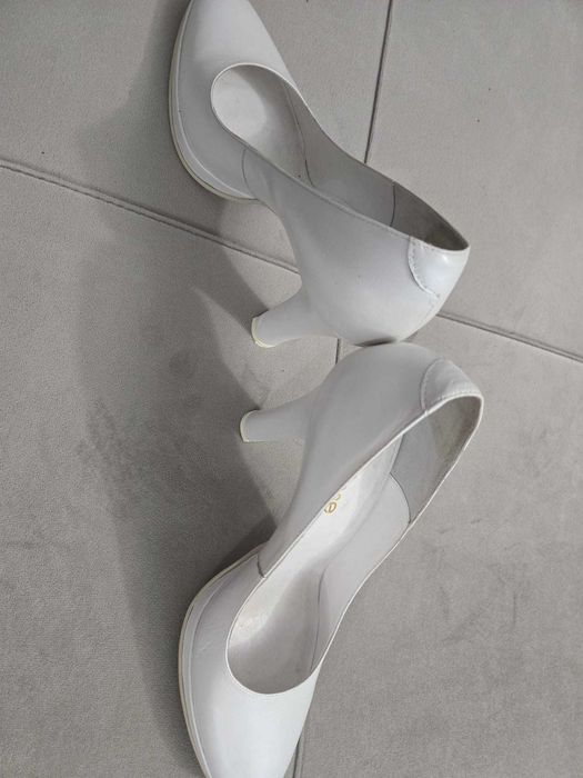Pantofi stiletto cu platformă Veronesse, piele naturală, alb - Mărimea 39