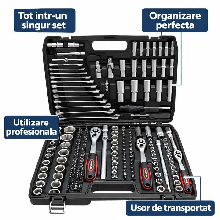 Trusa chei tubulare 216 piese completa profesionala