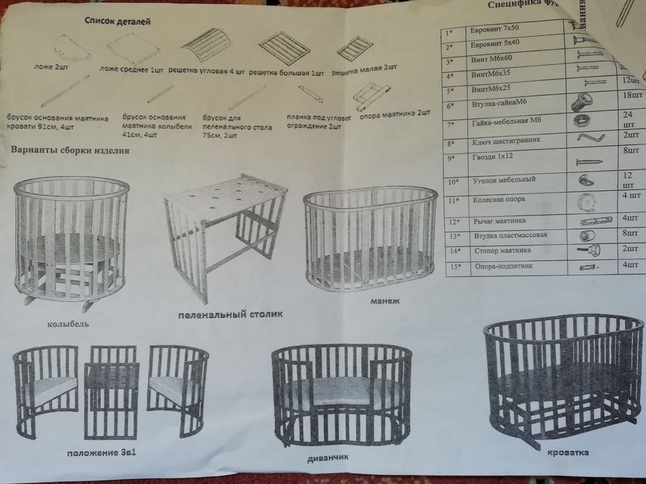 Кроватка-трансформер северянка 8 в1