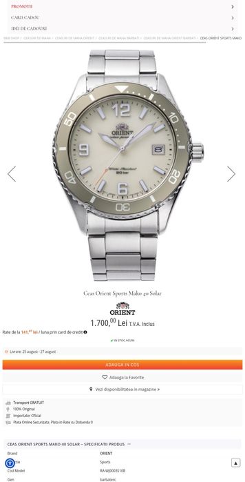Vand ceas Orient Solar nu schimb Seiko, Citizen