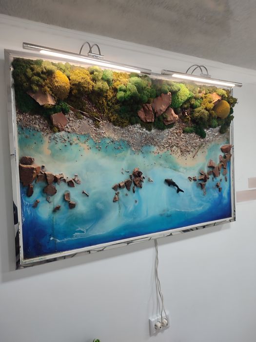 Пано Стабилизированный Мох ,Пано Море Эпоксидная Смола & Мохе