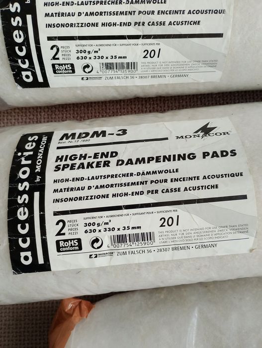Material umplere boxe, Monacor MDM-3 (pt 50 litri)