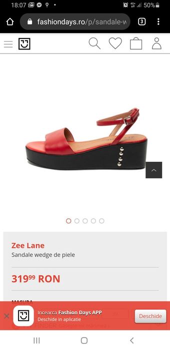 Sandale  noi rosii din piele marimea 40