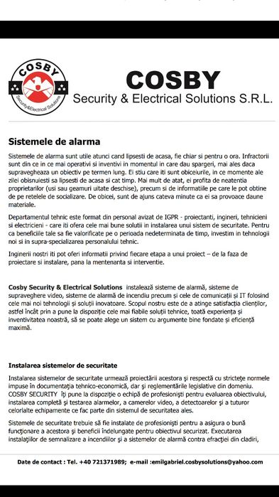 Cosby Security licențiata IGPR instaleaza sisteme de securitate