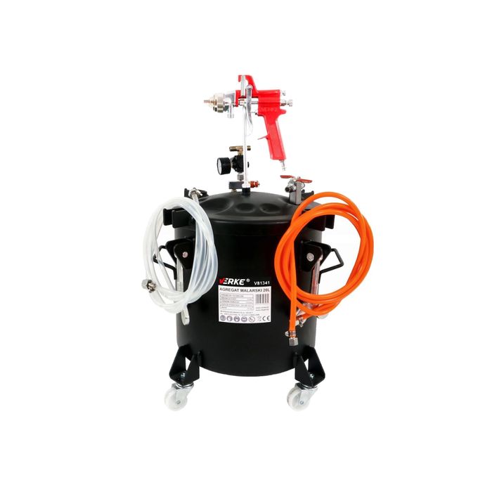 Pistol de vopsit pneumatic cu vas sub presiune separat de 10 litri,
