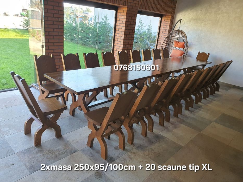 Seturi mari mese cu scaune. Seturi mobilier 16-20 persoane. Masa lunga