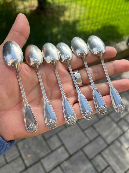 Set 12 lingurițe moka / cafea argint masiv 950 Franța (Minerva) – cca. 120g
