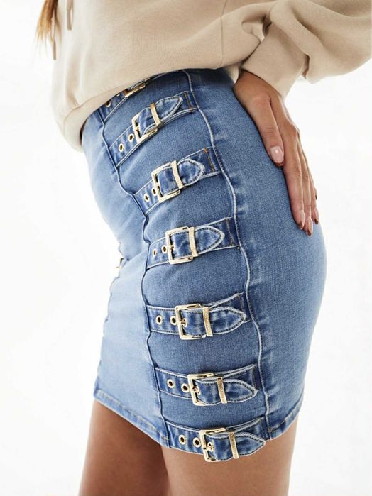 Дънкова пола с колани Hoermanseder x about you