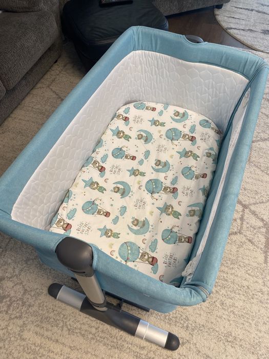 Patut Co sleeper Bebe Royal cu leganare Turcoaz