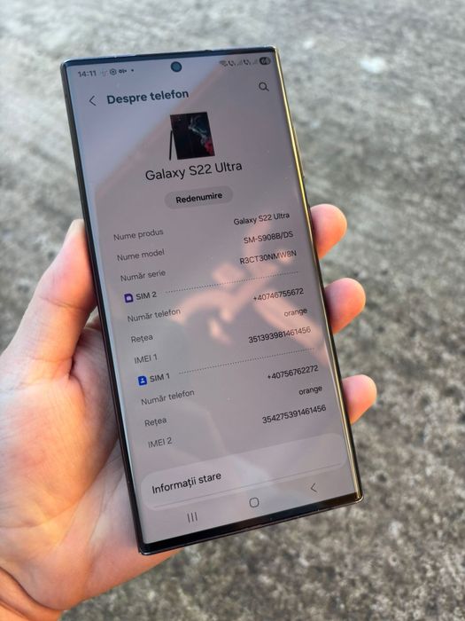 Telefon Samsung Galaxy S22 Ultra Impecabil ca Nou Black Schimb Trimit