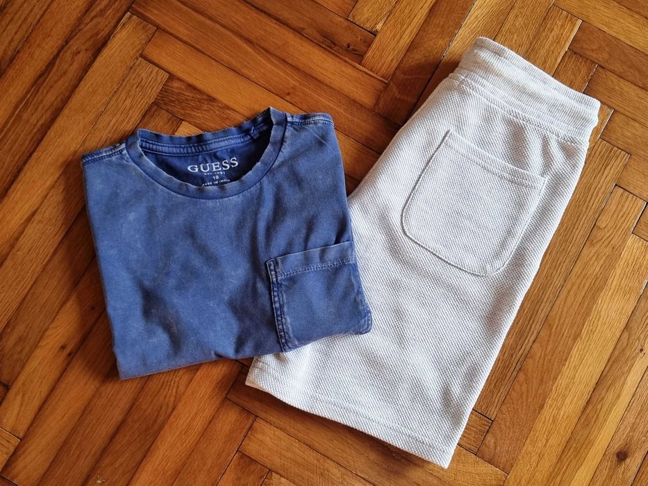 Set 2 piese tricou Guess si pantalon baieti 10 ani