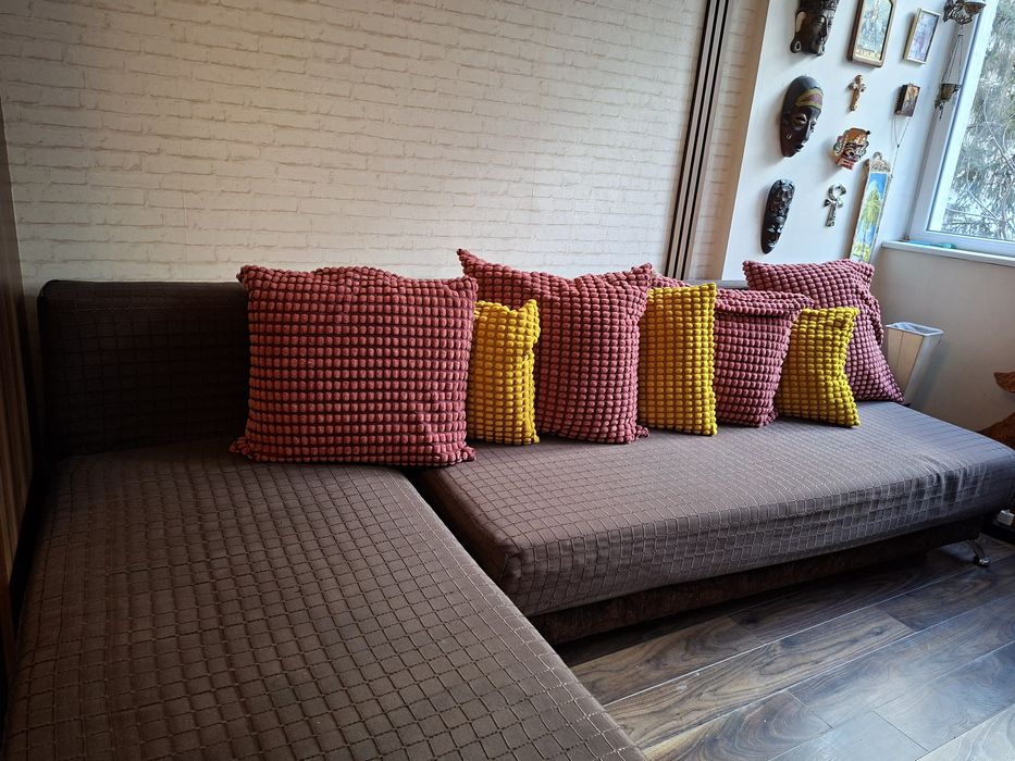 Диван четириместен разтегателен с лежанка и повдигащ се механизъм