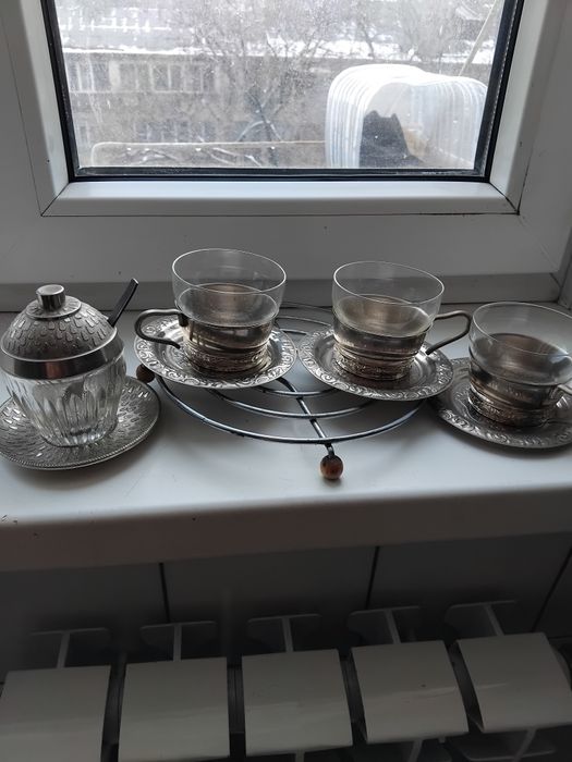 Набор кофейный мельхиоровый