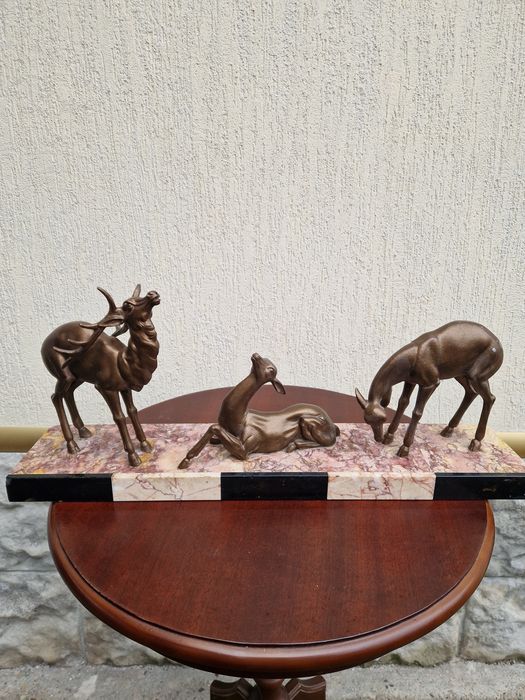 Прекрасна голяма антикварна френска фигура скулптура композиция