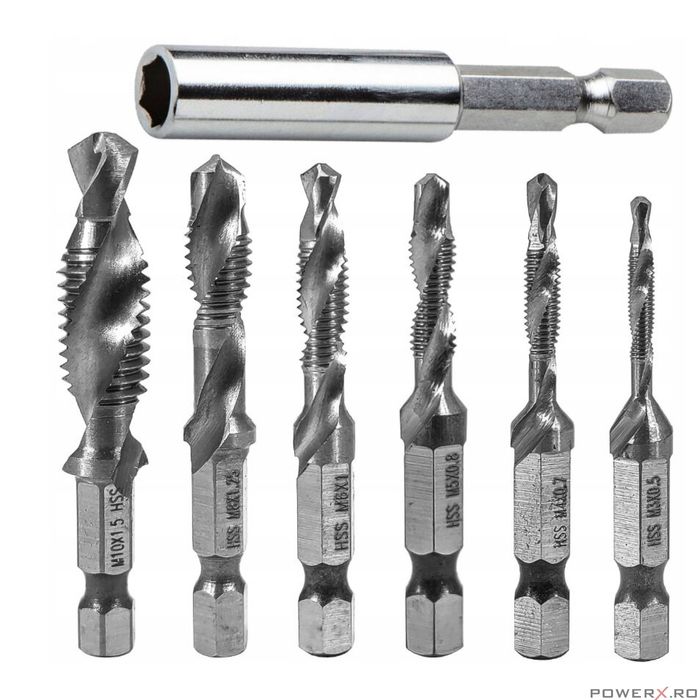 Set burghie pentru filetare, M3-M10, 6 piese, Verke