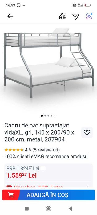 Vând pat supraetajat cu doua saltele in stare foarte buna