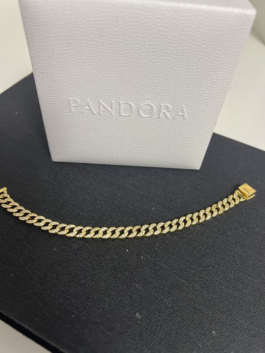 Brățară cu lanț cuban pavé Placare din aur de 14 k