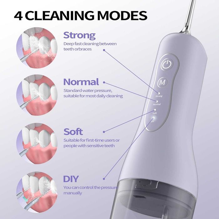 OasiSmile Воден флосер за почистване на зъби, 260 мл преносим безжичен иригатор