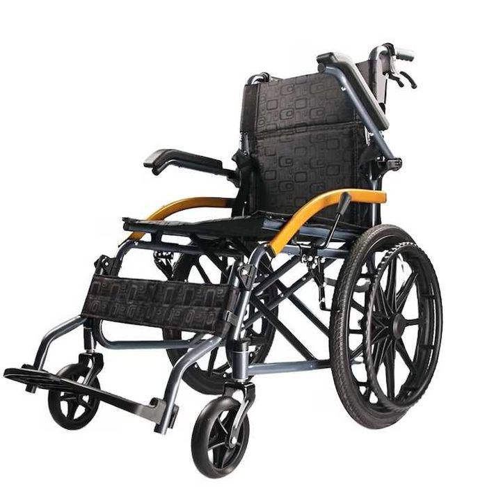 Scaun cu rotile usor, ingust, pliabil, cu manere rabatabile