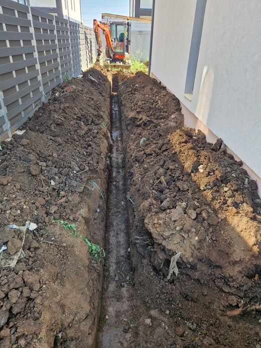excavator de inchiriat, fundatii, canalizari, bransamente, fose, taluzari, gaz, electric, decopertari, taluzari