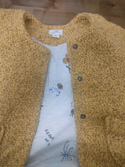 Jacheta fetite Next galbena cu lână  86 cm / 12-24 luni
